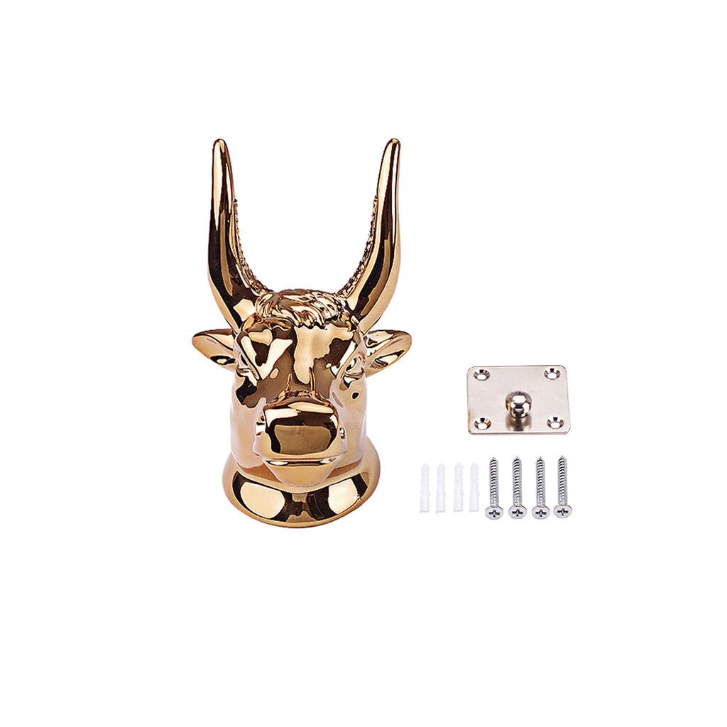 Universal 1 Set Gold Bull Metal Guitar Hanger Hook Holder Wall Mount Stand Bracket for Bass