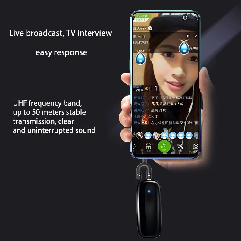 UHF Lavalier Lapel Wireless Microphone Recording Vlog for Youtube Live Interview Phone Pad PC Android Recorder DSLR