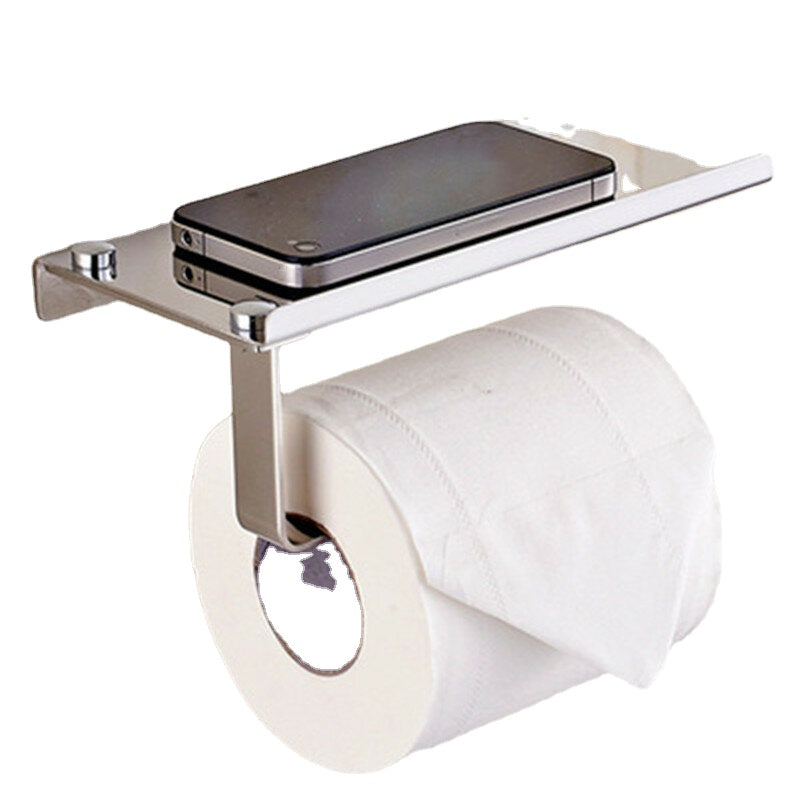 Wall Mounted Bathroom Toilet Paper With Phone Holder Rack Tissue Roll Stand Home