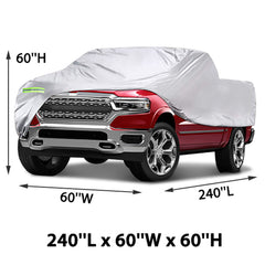 Pickup Truck Full Covers 190T Painted Silver with Windproof Straps Sun UV Snow Dust Resistant Protection Indoor Outdoor