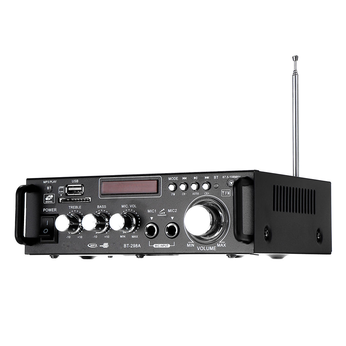 HIFI 220V 12V CH2.0 Home Car Amplifier Bluetooth Signal to Noise Ratio 90BP With Remote Control