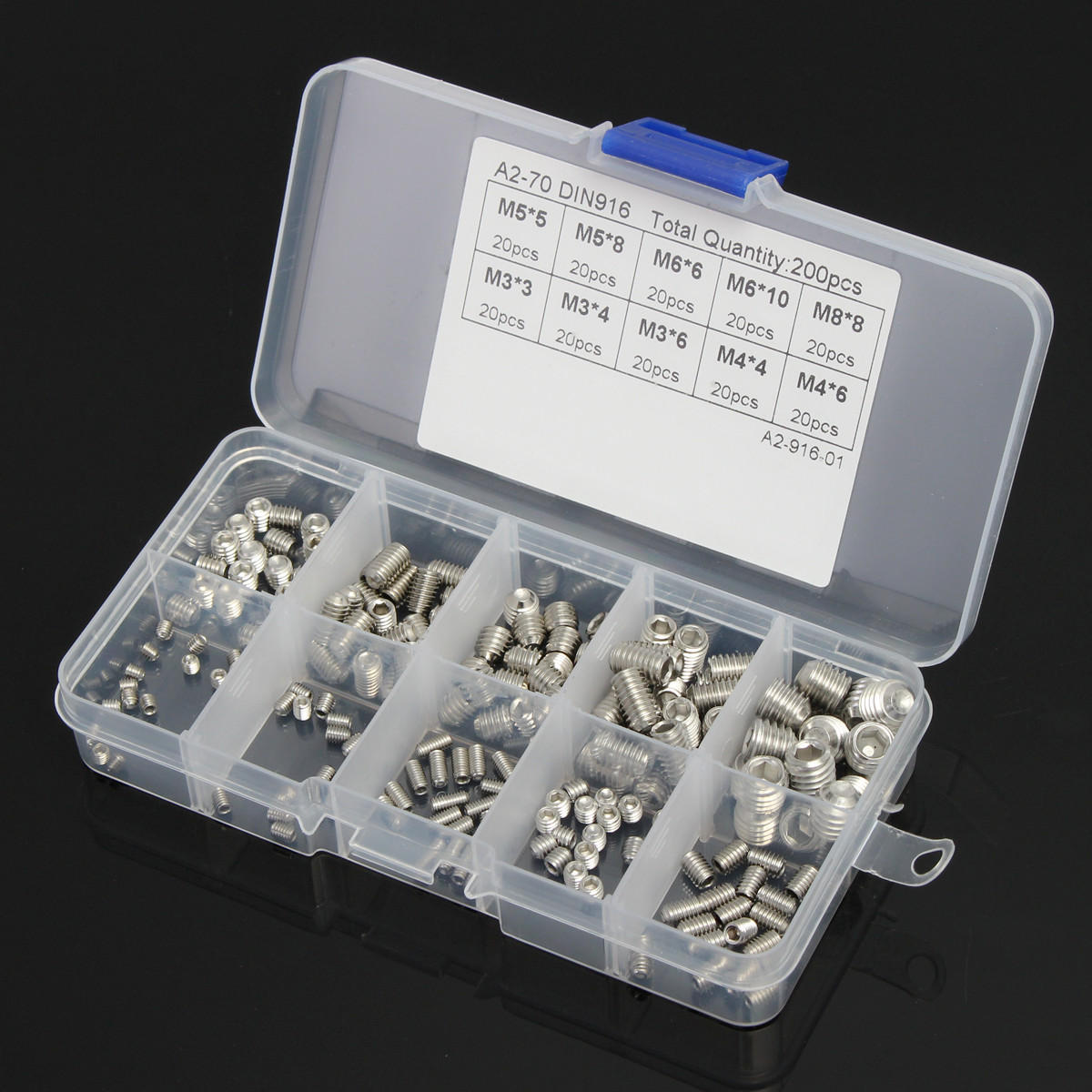 M3 M4 M5 M6 M8 304 Stainless Steel Hex Socket Screws Assortment 200pcs