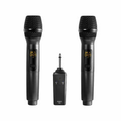 Portable 10-Channel Rechargeable Wireless Microphones UHF Mics with Receiver Working Distance 50 Feet