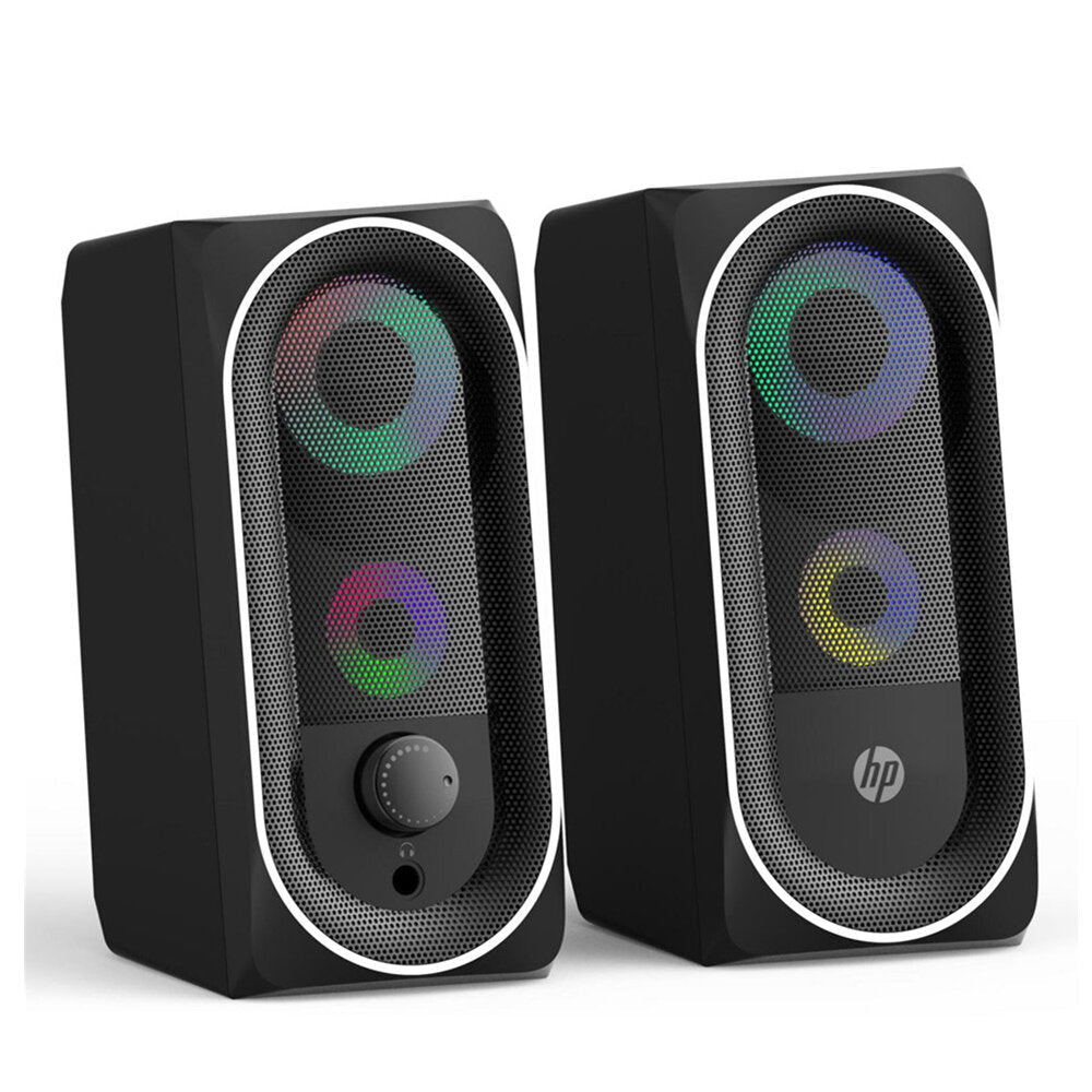 Mini Speaker Deep Bass RGB Streamer Light Effect 3.5mm USB Powered Desktop Loudspeaker for Laptop Computer Phone
