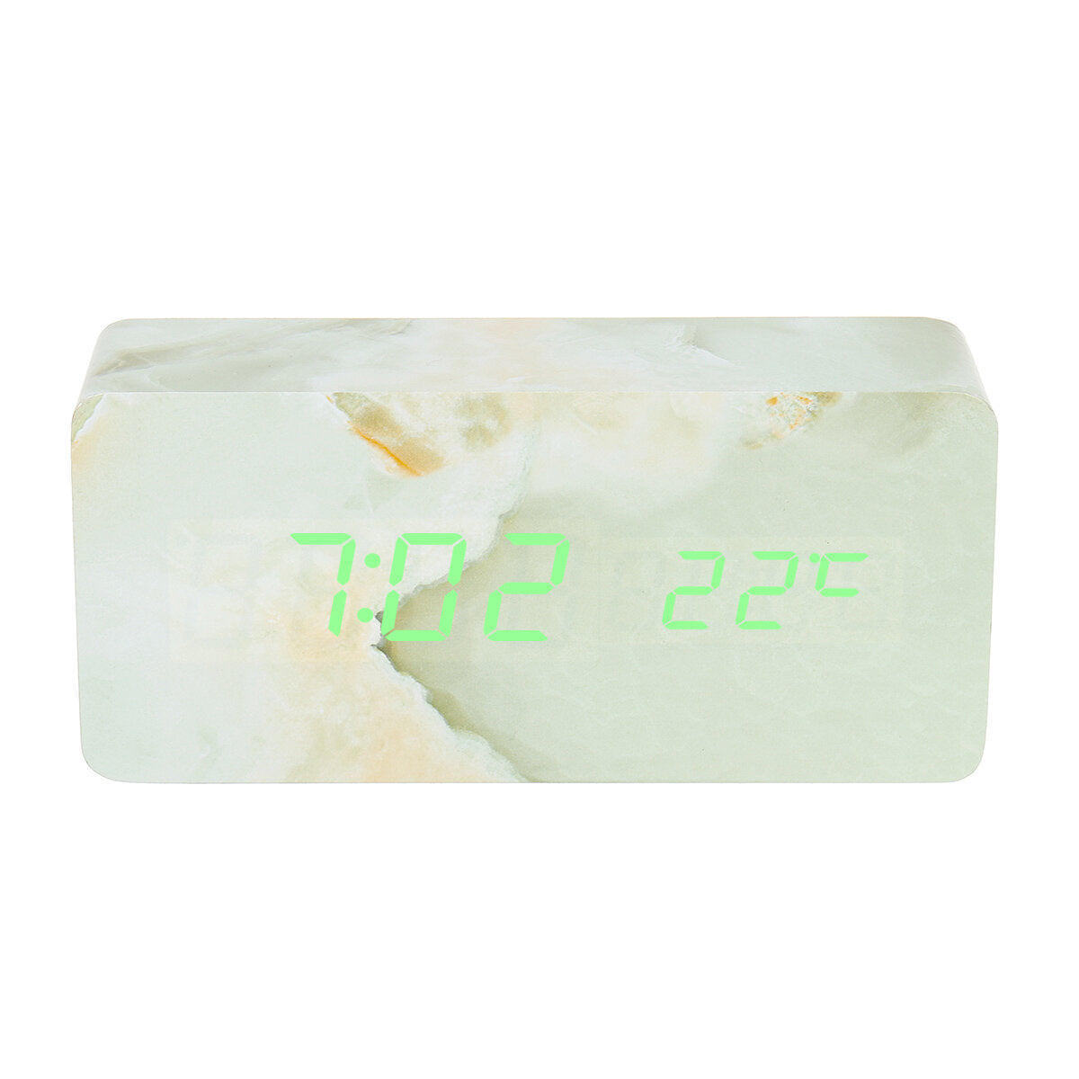 LED Marble Pattern Alarm Clock Creative Led Voice Control Digital Electronic Desktop Clock Temperature Display