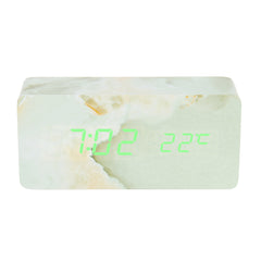 LED Marble Pattern Alarm Clock Creative Led Voice Control Digital Electronic Desktop Clock Temperature Display