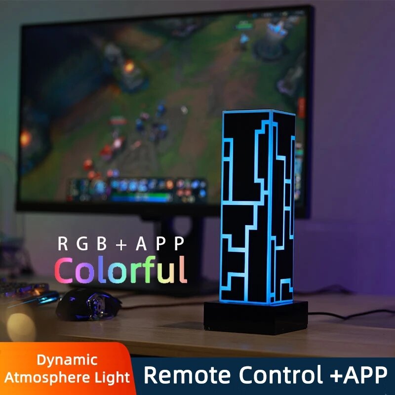 Cube LED Color Table Lamp Cube Box Acrylic Color Table Lamp for Bedroom Living Room