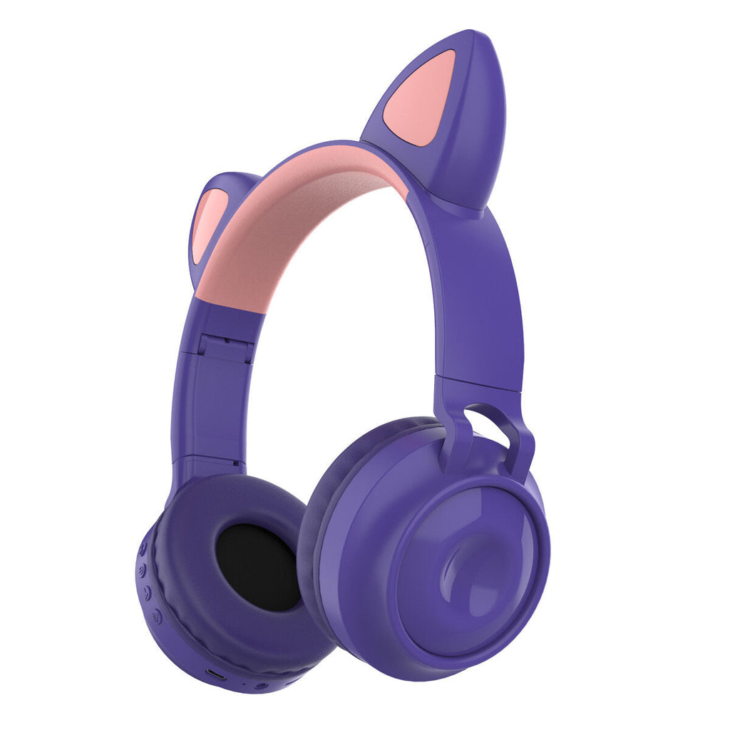Wireless Bluetooth Cat Ear Headphone Foldable Over-ear Stereo Music Sport Headset with Mic