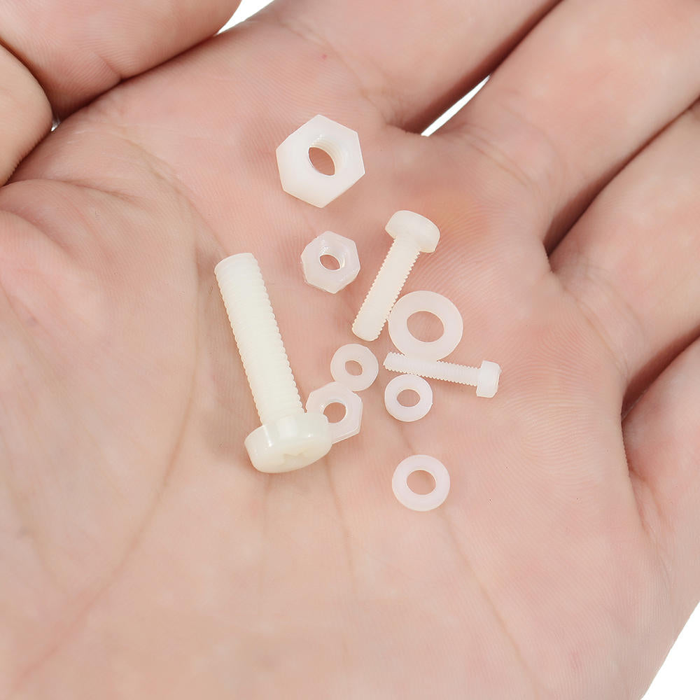 270Pcs White/Black M2-M5 Plastic Nylon Phillips Screw Round Head Hex Nut Assortment Kits