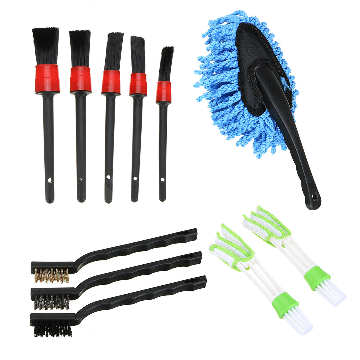11PCS Cleaning Detailing Brush Set Dirt Dust Clean Brush Interior Exterior Leather Air Vents Care Clean Tools For Car Motorcycle Air Vents