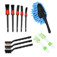 11PCS Cleaning Detailing Brush Set Dirt Dust Clean Brush Interior Exterior Leather Air Vents Care Clean Tools For Car Motorcycle Air Vents