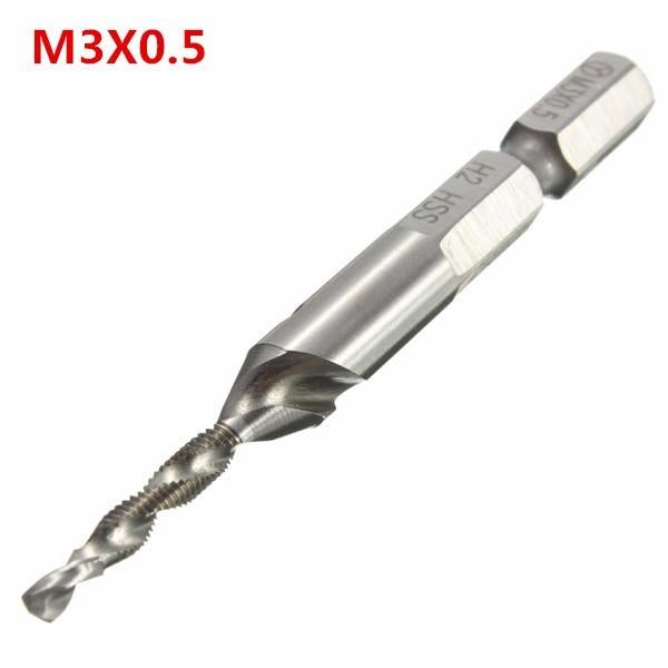 HSS 1/4 Inch Hex Shank Combination Metric Drill Tap Bit M3/M4/M5/M6/M8/M10