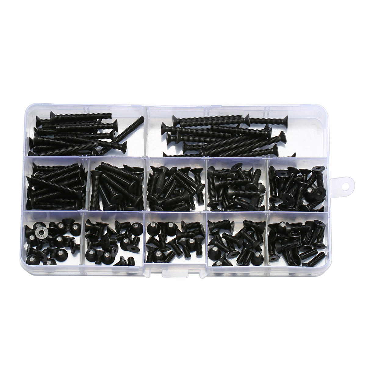 M4CH3 180Pcs M4 Hex Socket Flat Head Screw 10.9 Grade Carbon Steel 6-40mm Bolt Assortment