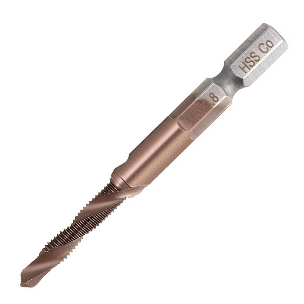 6Pcs M3-M10 M35 Cobalt Plating HSS Hex Shank Spiral Groove Drill Tap Bit Set Co-HSS Metal Threaded Hole Opener
