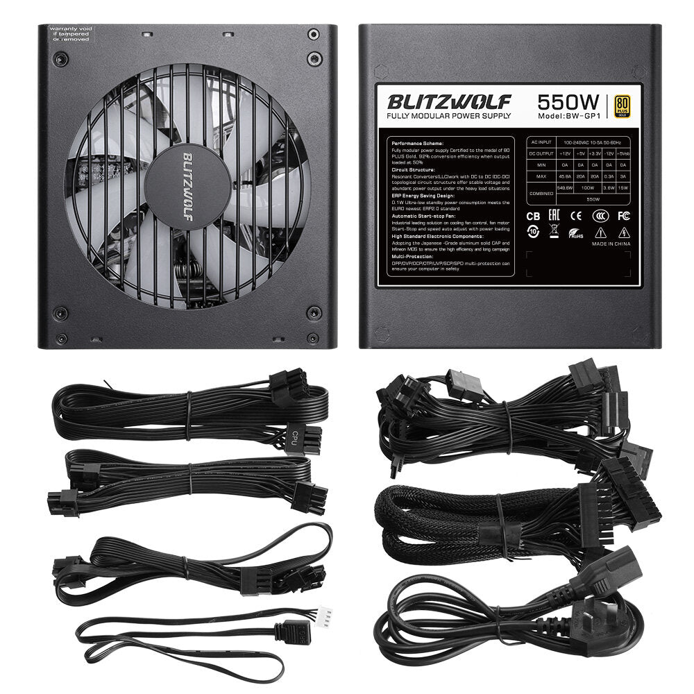 550/750W ATX Fully Modular Power Supply 80Plus Gold Certified With ARGB Fan 7 Prevention Technology Full Voltage Support Fan Auto ON/OFF
