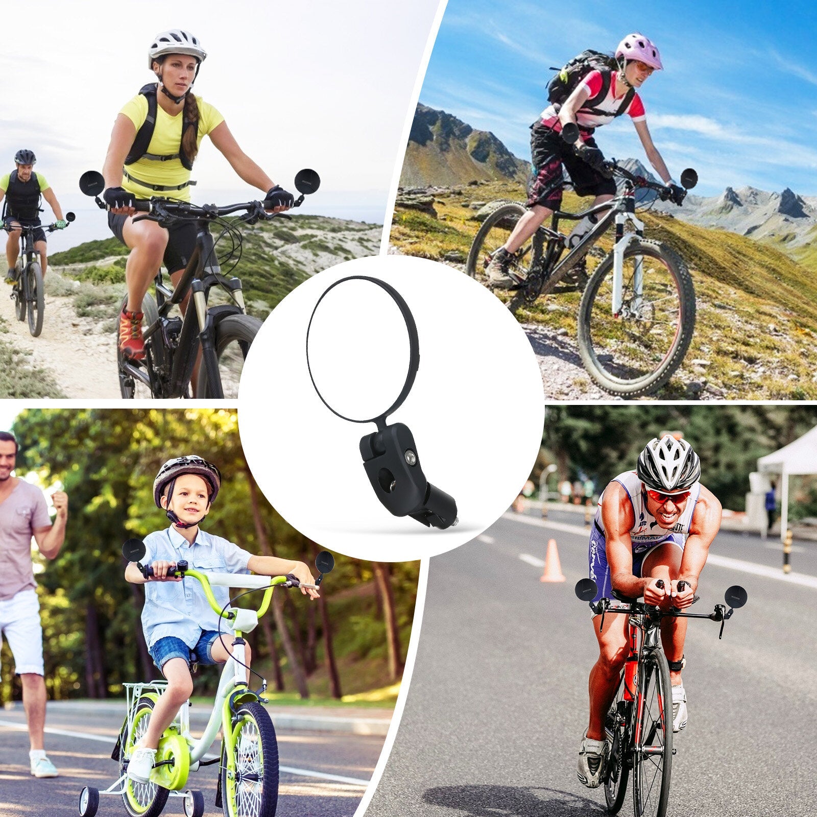 1 Pair Bike Rearview Mirror Adjustable 360 Degrees Bicycle Handlebar Mirror Outdoor Cycling Bike Mirror