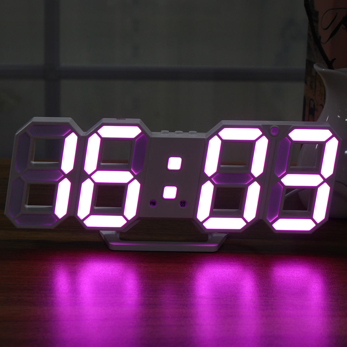 Large Modern Digital Led Skeleton Wall Clock Timer 24/12 Hour Display 3D Gife