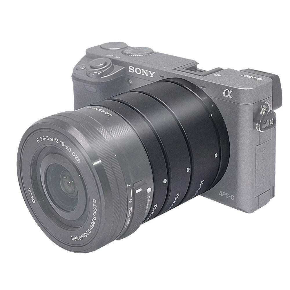 10mm 16mm 21mm E-Mount Metal Auto Focus Macro Extension Tube Ring for Sony A7 A7II A7III A7SII A6000 A6300 A6500 NEX 5 Mirrorless Camera Adapter Ring