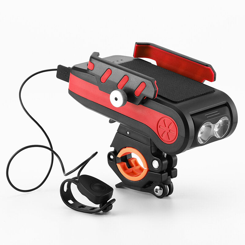 4-in-1 4000mAh 550LM Bike Light USB Rechargeable Power Bank Waterproof Phone Holder Headlight With Bike Horn