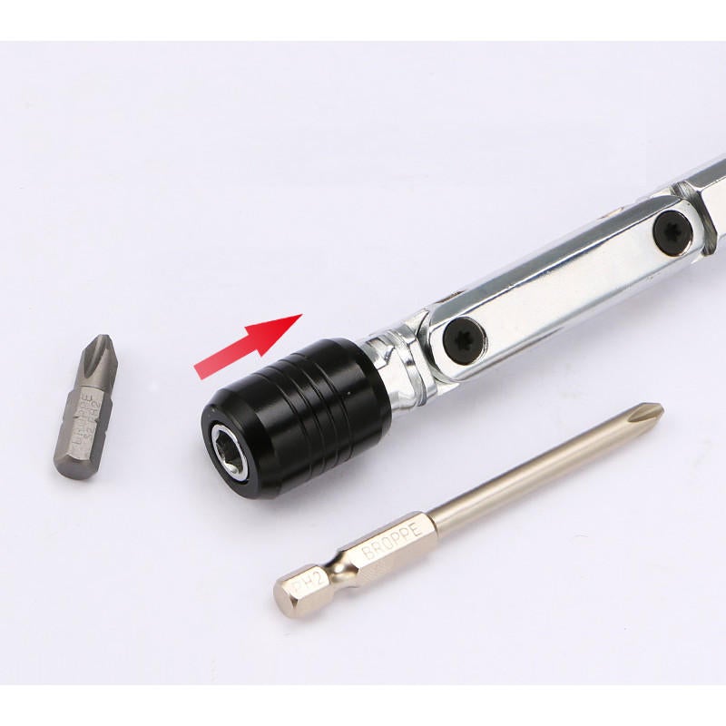 Universal Variable Angle Hand Screwdriver Quick Change Screwdriver Set for 6.35mm Screwdriver Bits