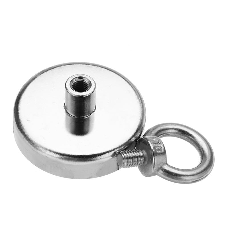 75x80mm 165kg Neodymium Recovery Magnet Metal Detector Eyebolt Circular Ring