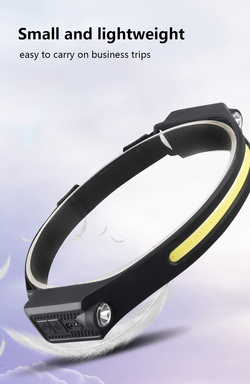 2XPE+COB Induction Headlight 1200mAh 270 Wide Range 350LM 5 Lighting Modes Type-C Rechargeable Head Torch