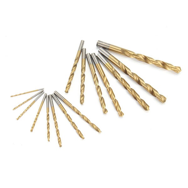 15pcs 1.5-10mm Twist Drill Bits Titanium Coated HSS Twist Drill