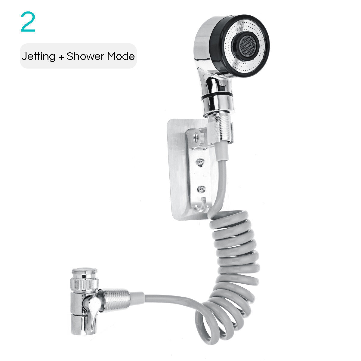 Bathroom Wash Face Basin Water Tap External Shower Head HandHeld Bidet Sprayer Jet Diverter Kit Set