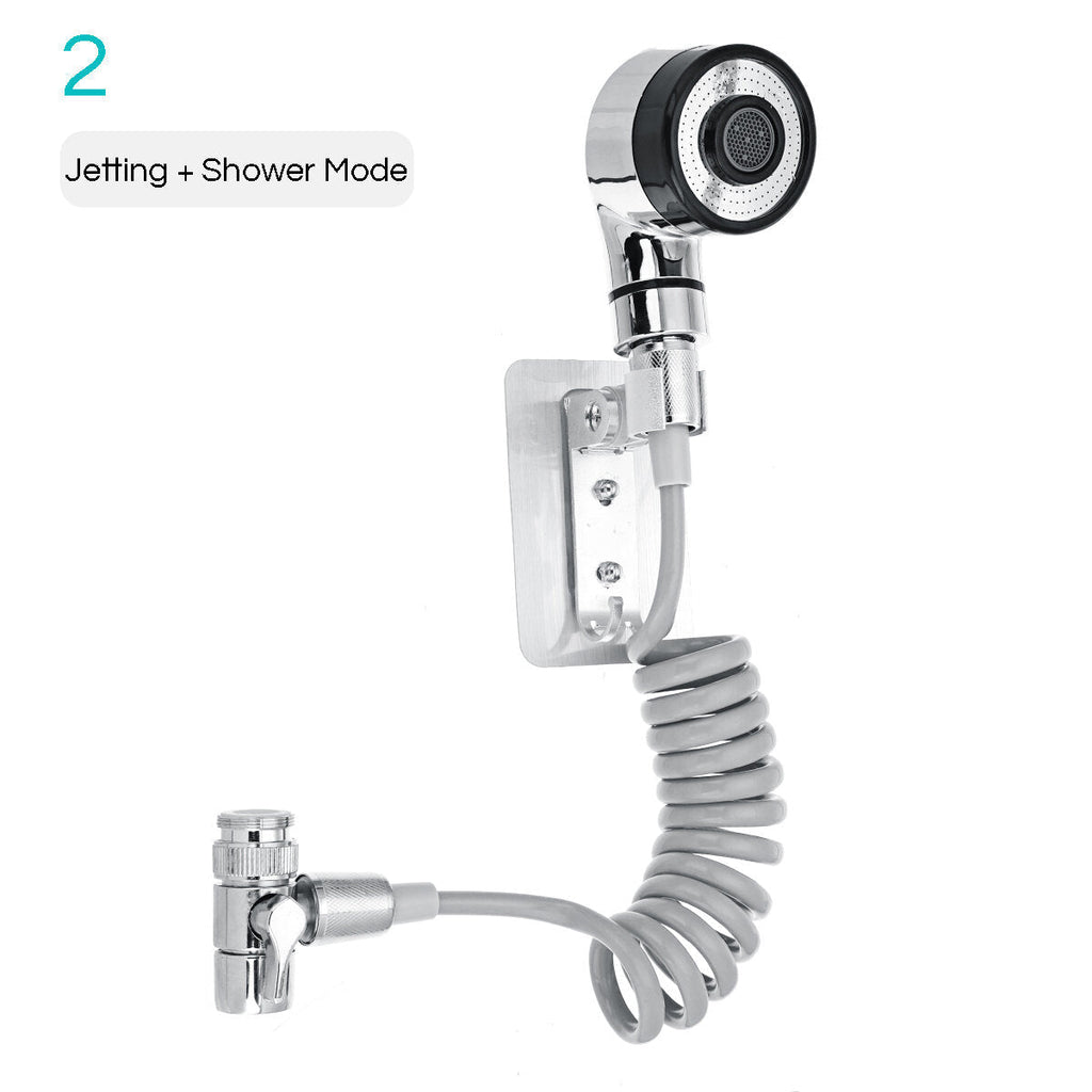 Bathroom Wash Face Basin Water Tap External Shower Head HandHeld Bidet Sprayer Jet Diverter Kit Set