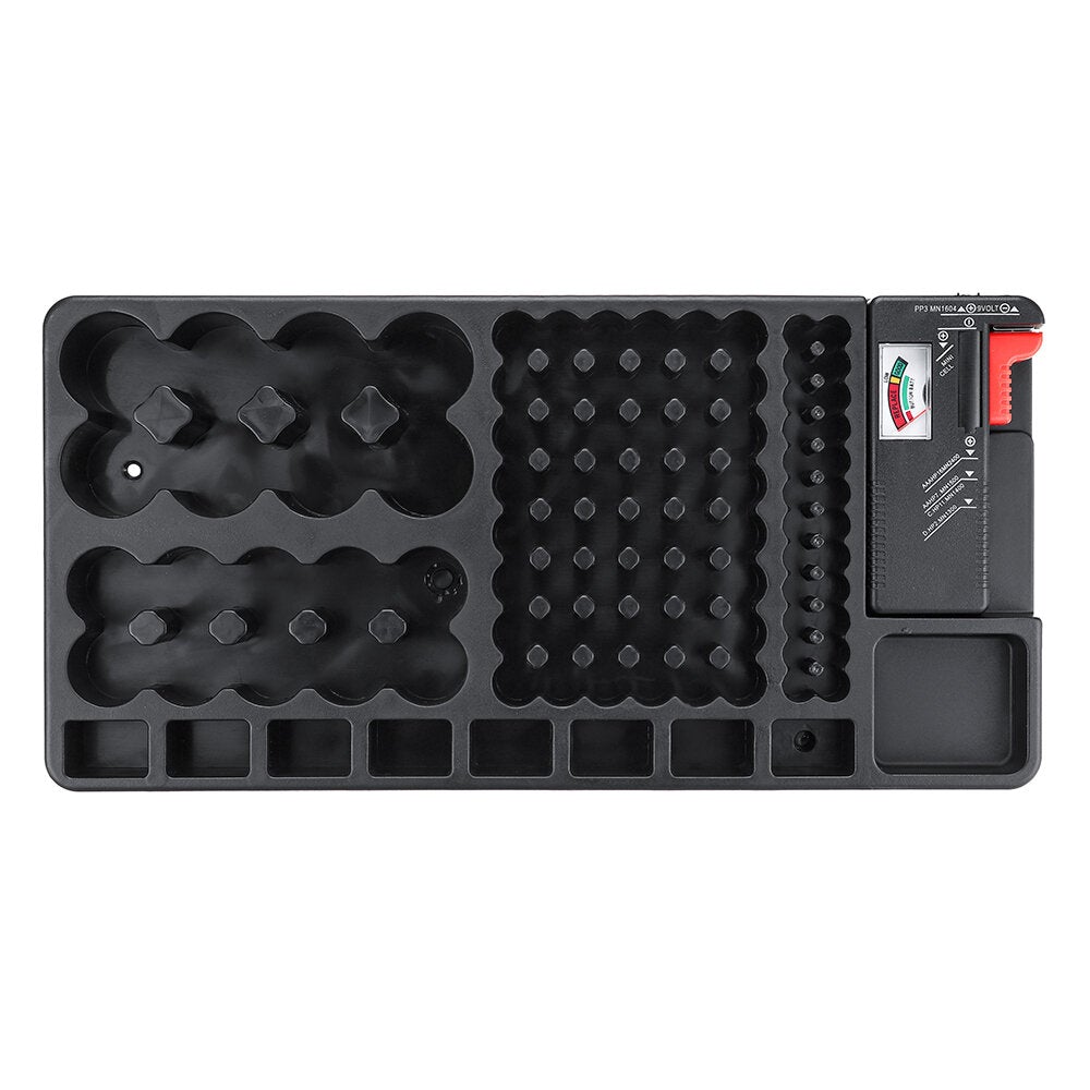 Battery Organizer Case Battery Storage Organizer Holder with Tester Battery Capacity Tester Caddy Rack Case Box