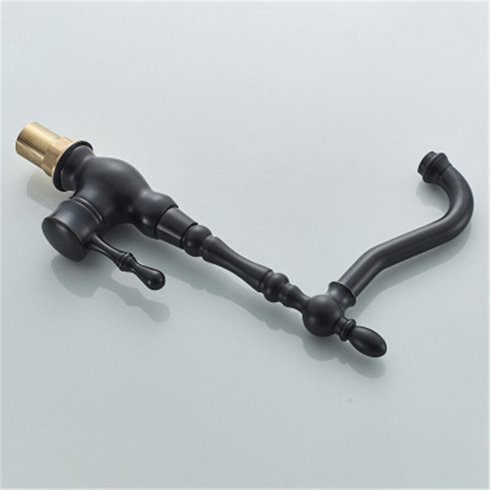 Kitchen Faucet Black Bronze Brass Antique Hot And Cold Mixer Crane Deck Mount Tap