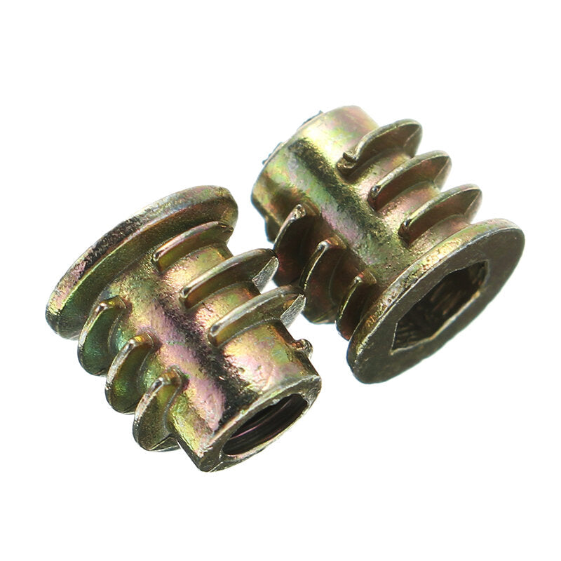 50Pcs M6 Zinc Alloy Wood Furniture Hex Socket Drive Head Screw-in Threaded Insert Nut 8mm-25mm