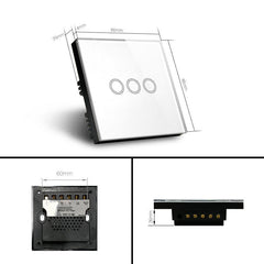 Standard Smart Light Switch WiFi 3 Gang Wireless Touch Sensor Remote Control Smart Switch with Power Statistics Function