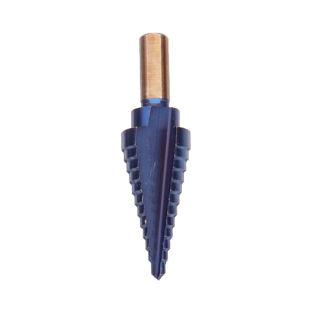 6Pcs HSS Nano Blue Coated Step Drill Bit With Center Punch Set Hole Cutter Drilling Tool