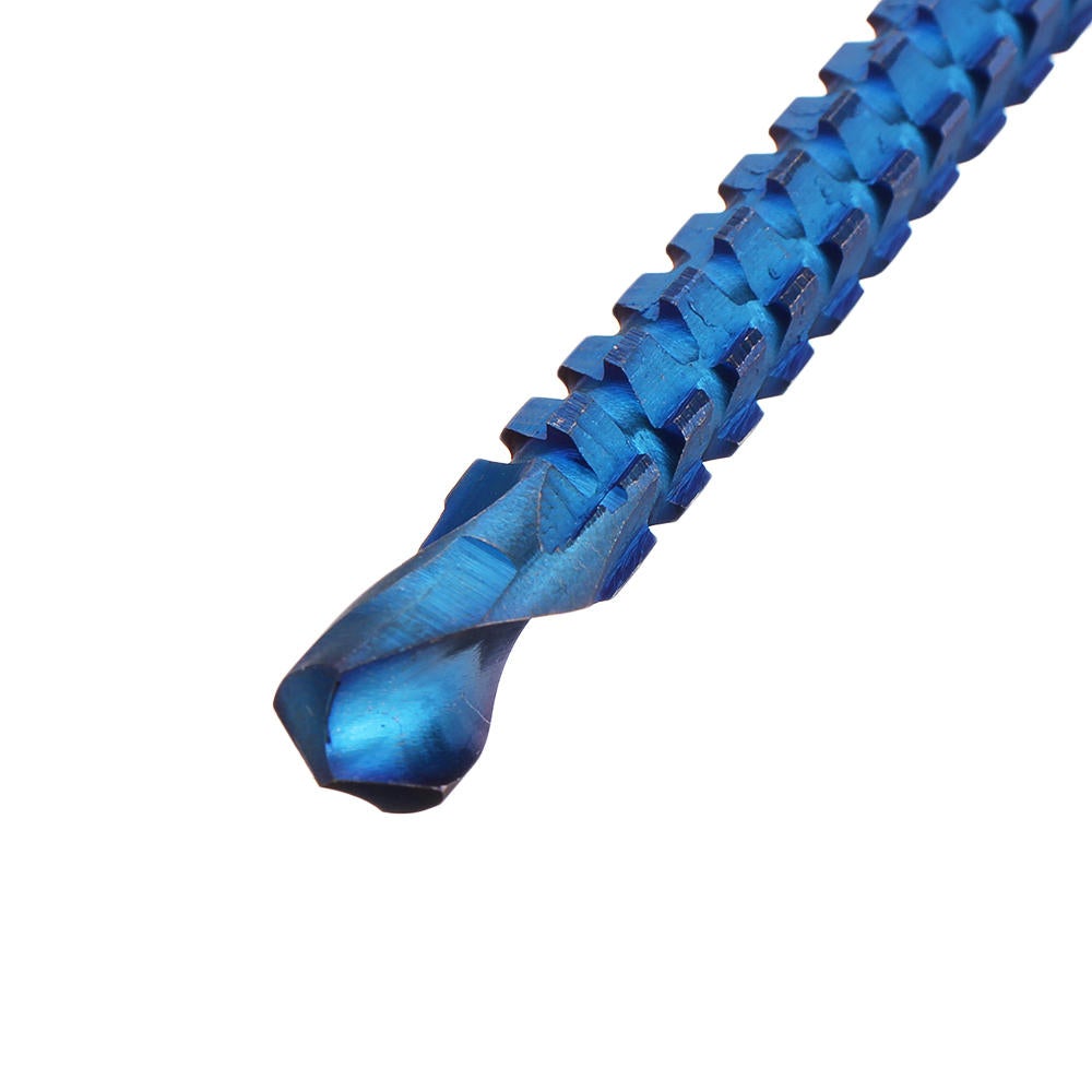 6Pcs 3-8mm Blue Nano Coated Grooving Drill HSS Drill Bit Plastic Metal Hole Grooving