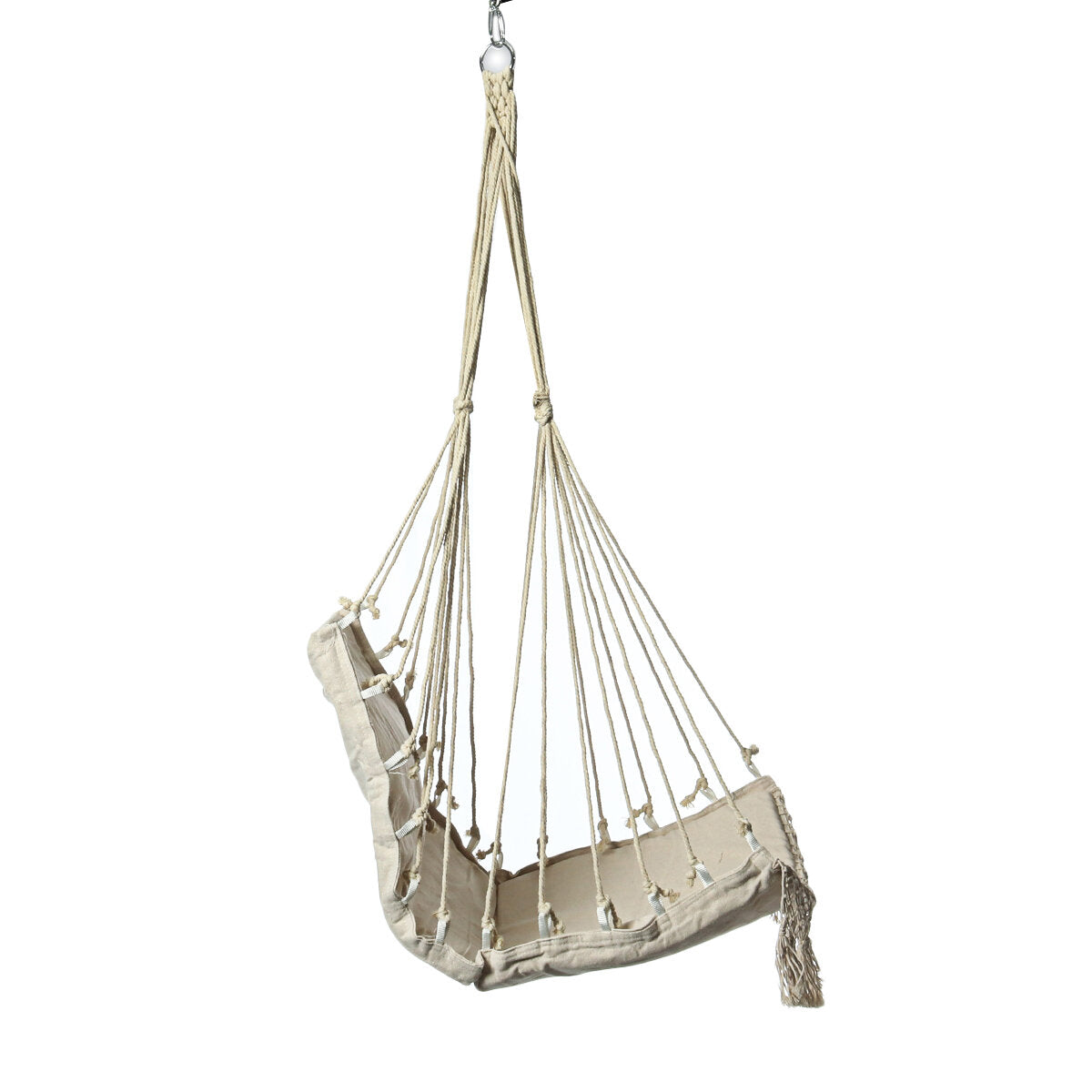 Tassel Hanging Chair Canvas Swing Hanging Chair Stable Indoor Outdoor Garden Travel Swing