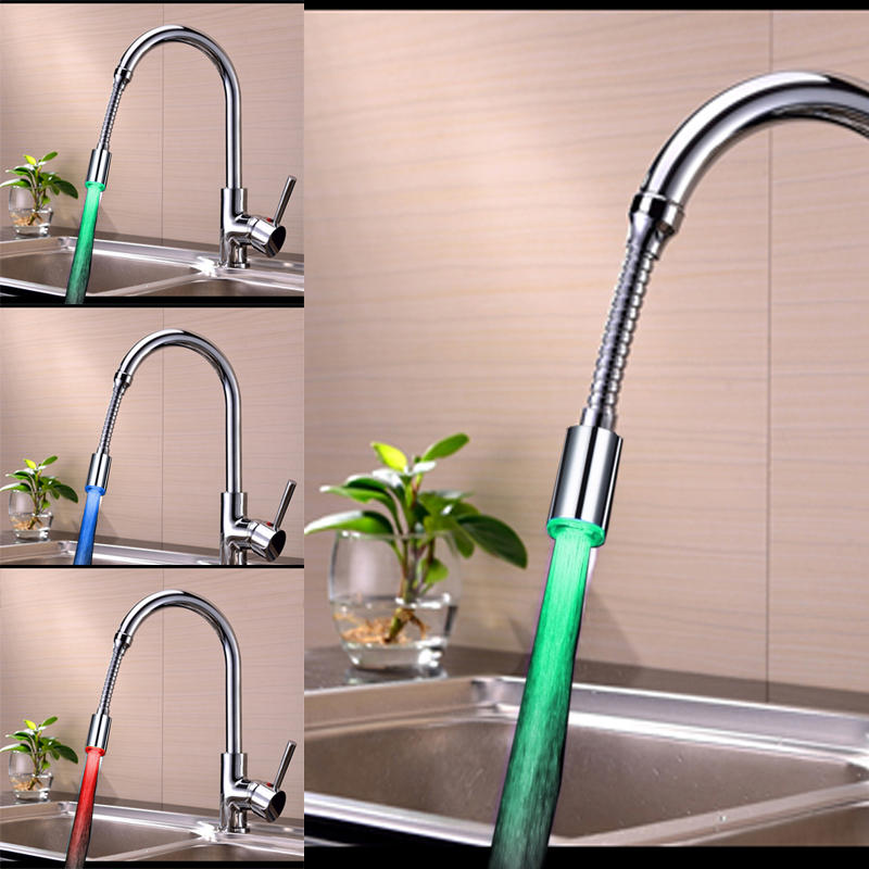 360 Rotation LED Faucet Tap Heads Aerators Water Powered 7 Colors Quick/Slow Flashing