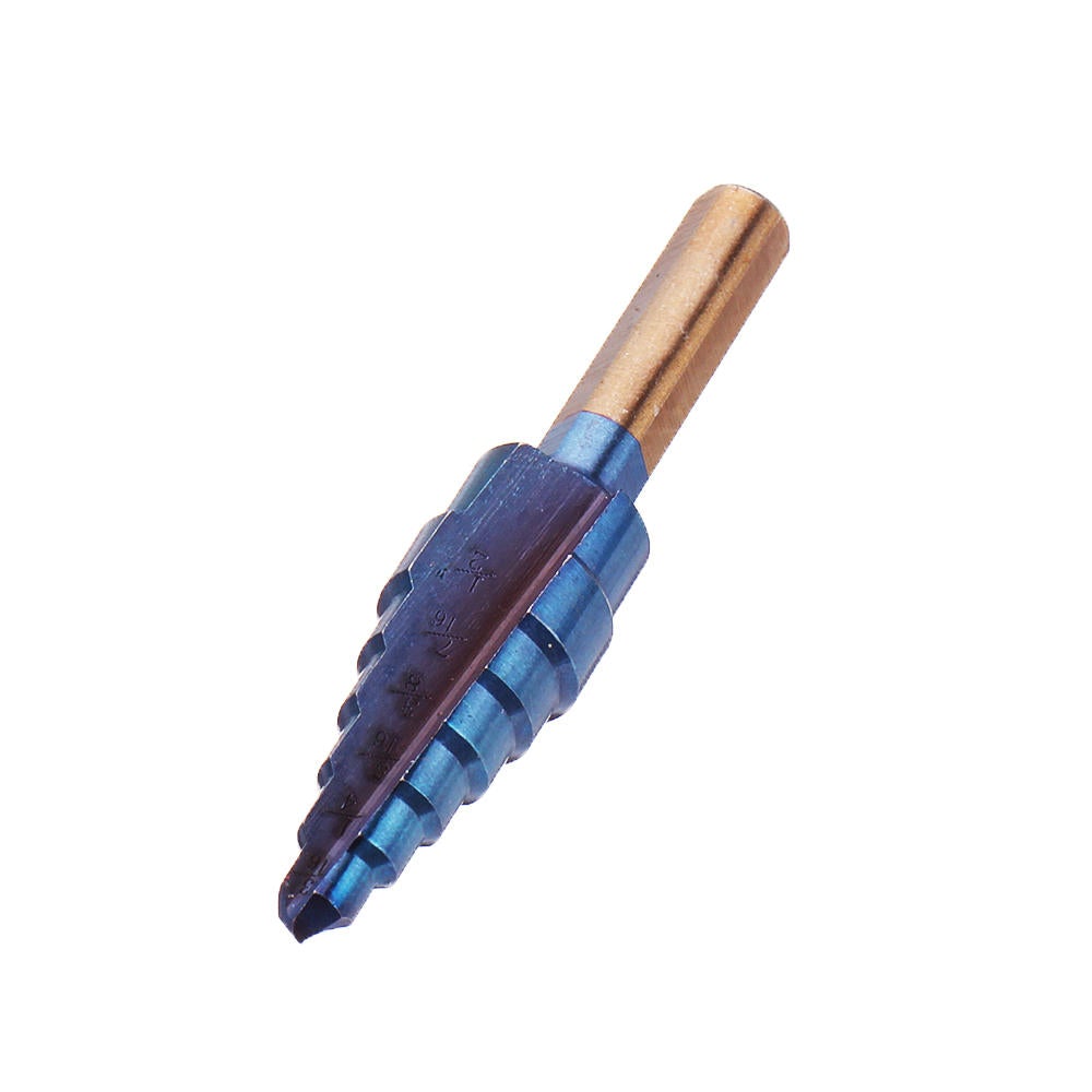 6Pcs HSS Nano Blue Coated Step Drill Bit With Center Punch Set Hole Cutter Drilling Tool
