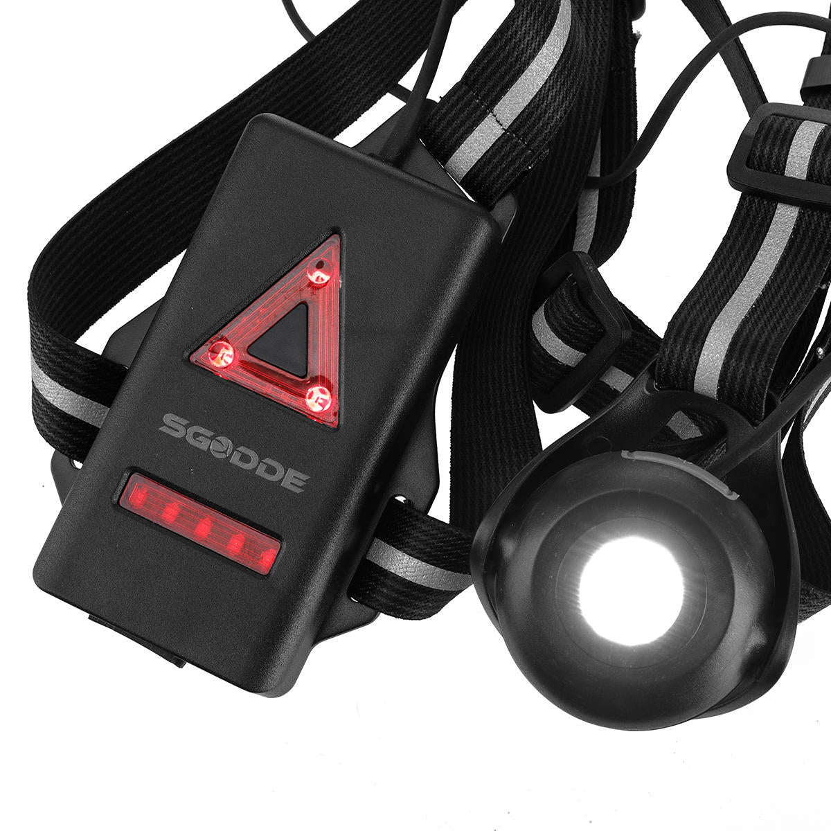 LED Headlamp Fishing Headlight Bike Running Light Waterproof With 120 Adjustable Beam Safety Warning Belt With Rechargeable Battery