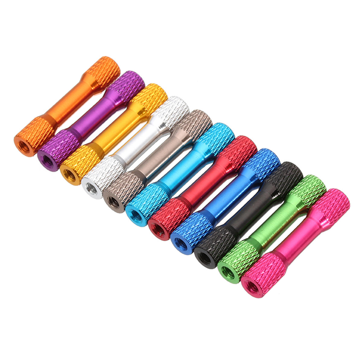 10Pcs M3 15mm Knurled Standoff Aluminum Alloy Multicolor