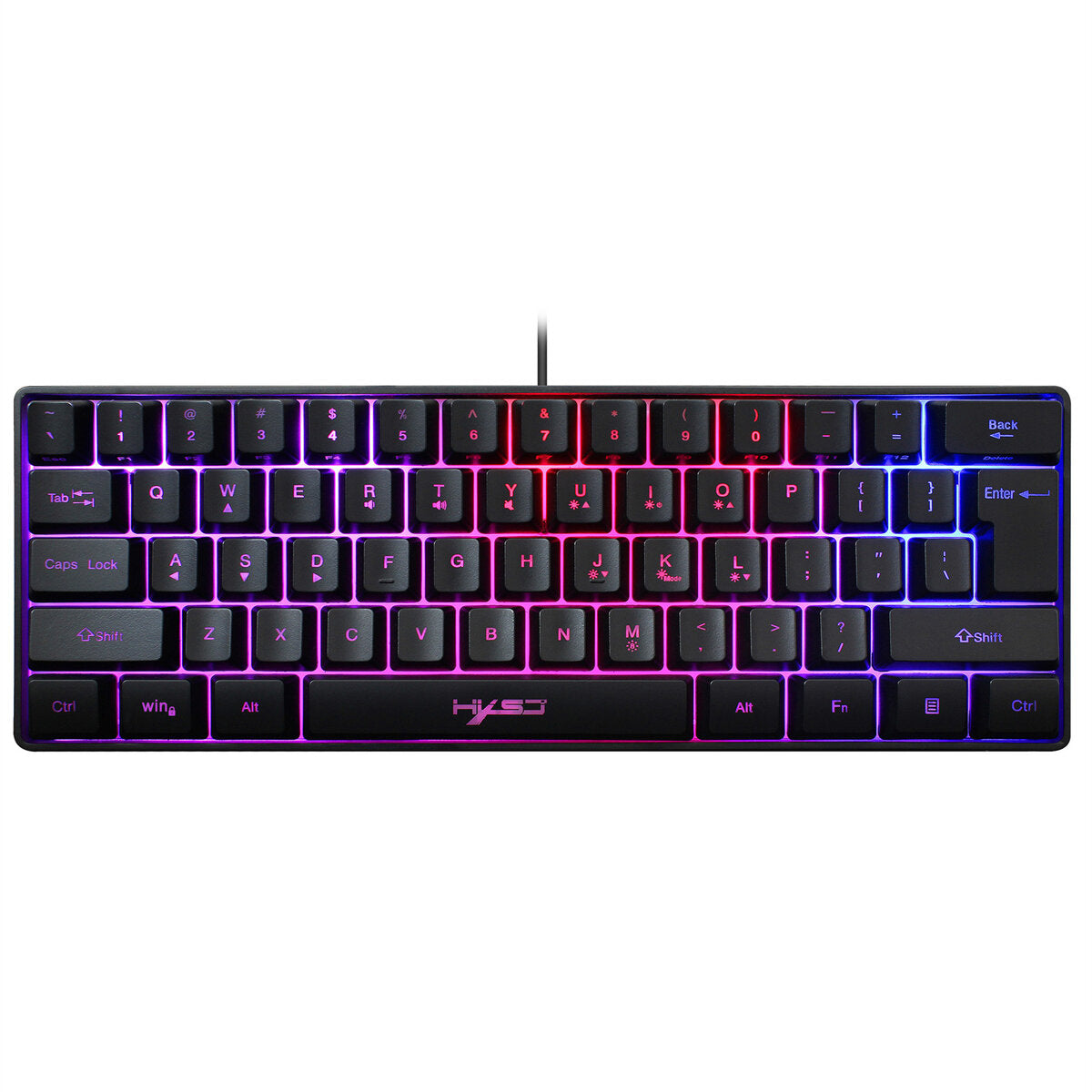 Wired Keyboard 61 Keys USB Wired RGB Backlit Gaming Keyboard for Office Gamers