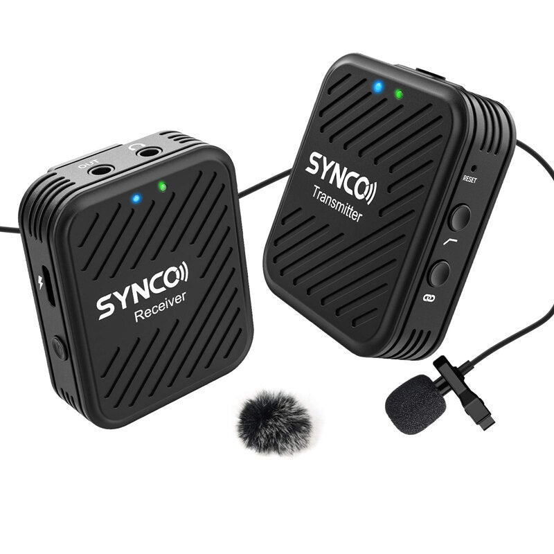 Wireless Microphone System 2.4GHz Interview Lavalier Lapel Mic Receiver Kit for Phones DSLR Tablet Camcorder