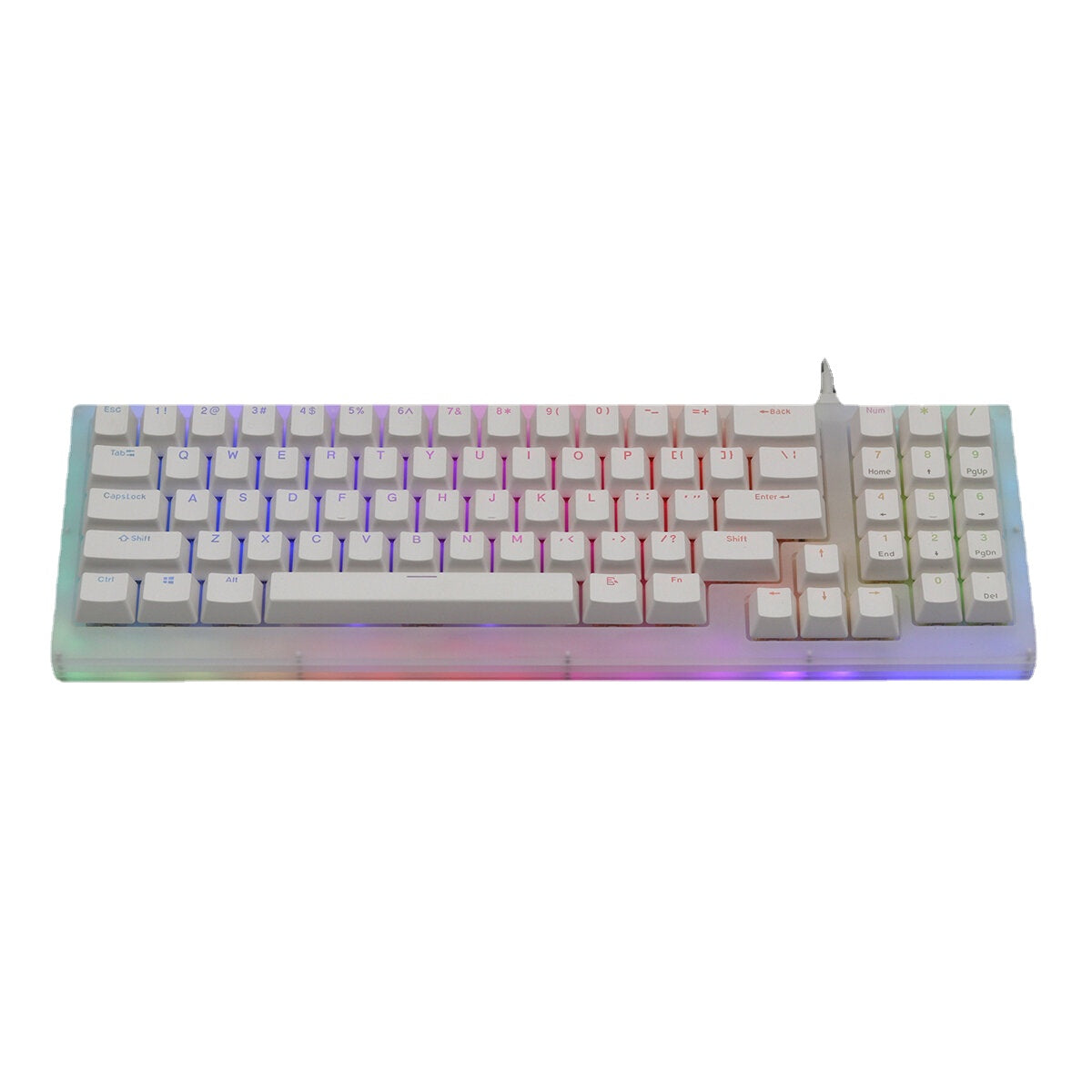 Mechanical Keyboard 77 Keys Hot Swappable Type-C Wired USB 3.1 NKRO Translucent Glass Base Gateron Switch RGB Gaming Keyboard with Numberpad