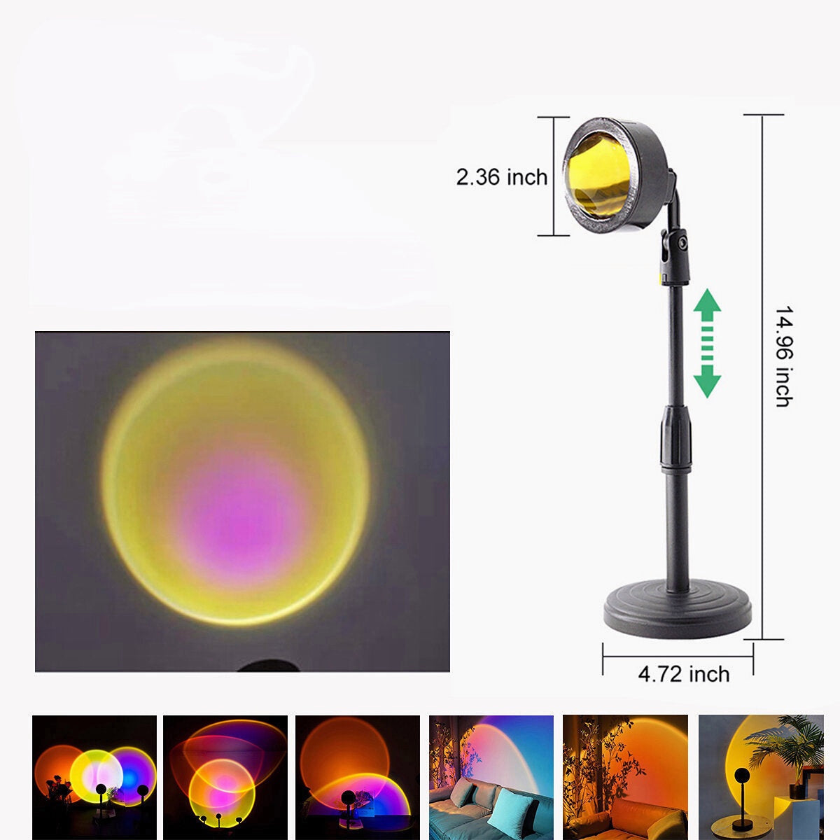 Retractable Sunset Projection Lamp Adjustable Festival Floor Projection Lamp