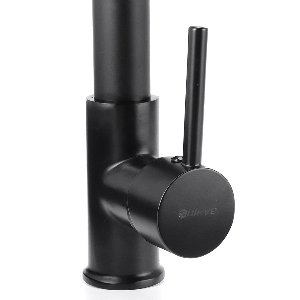 Spring Kitchen Sink Faucet Modern Single Handle With Pull Down Sprayer Hot Cold Water Mixer Faucet Black