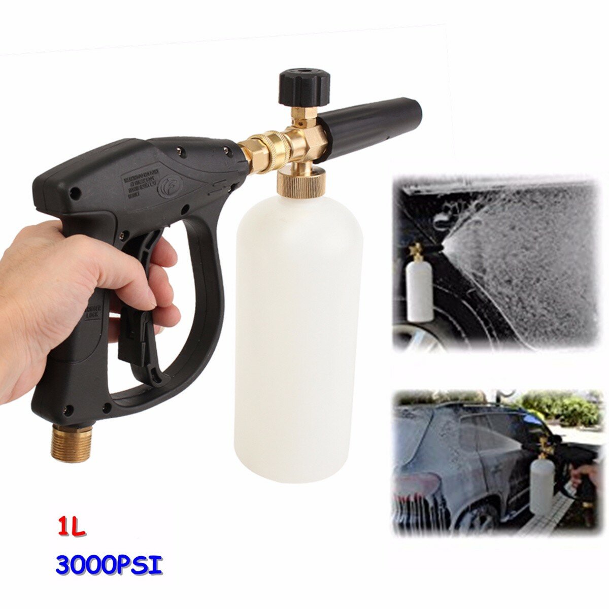 Foam Wash 3000 PSI High Pressure Washer With 1L Foam Lance Bottle Car Cleaning