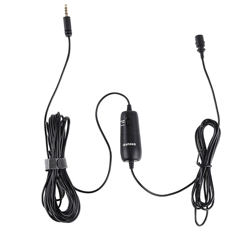 Professional Microphone 6M Lavalier Stereo Audio Recorder Interview Clip for Camera Smartphone Laptop DSLR