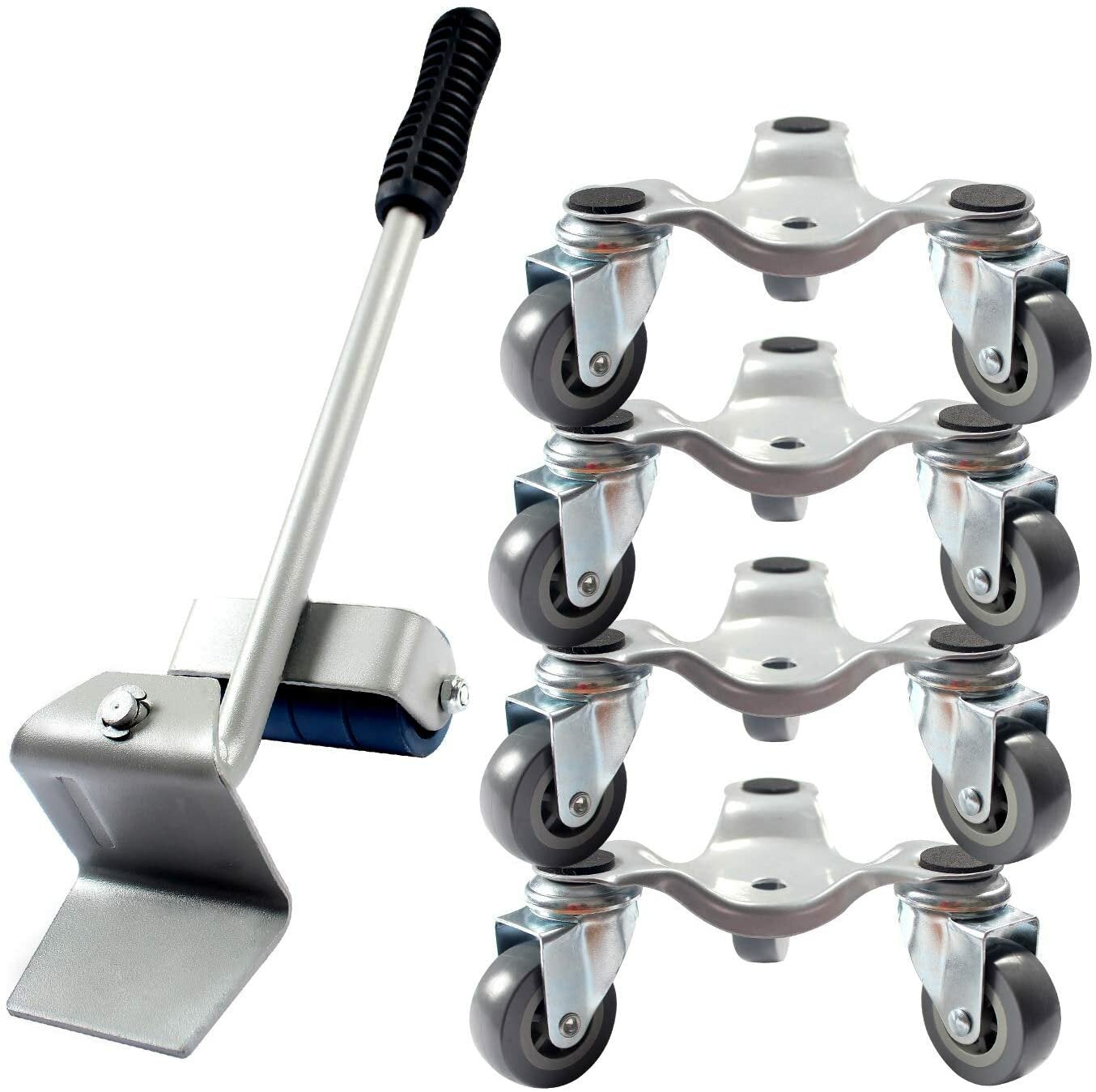 5Pcs Furniture Slider Mover & Lifter Tool Kit Easy Moving System Roller Riser Transport Trolley for Bulky Heavy Loads