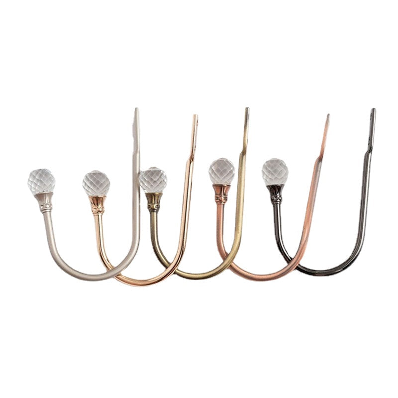 Curtain Holdbacks Crystal Gold Tieback Hooks Wall Mounted Drapery Decorative Holdback Holders for Drapes Metal Window
