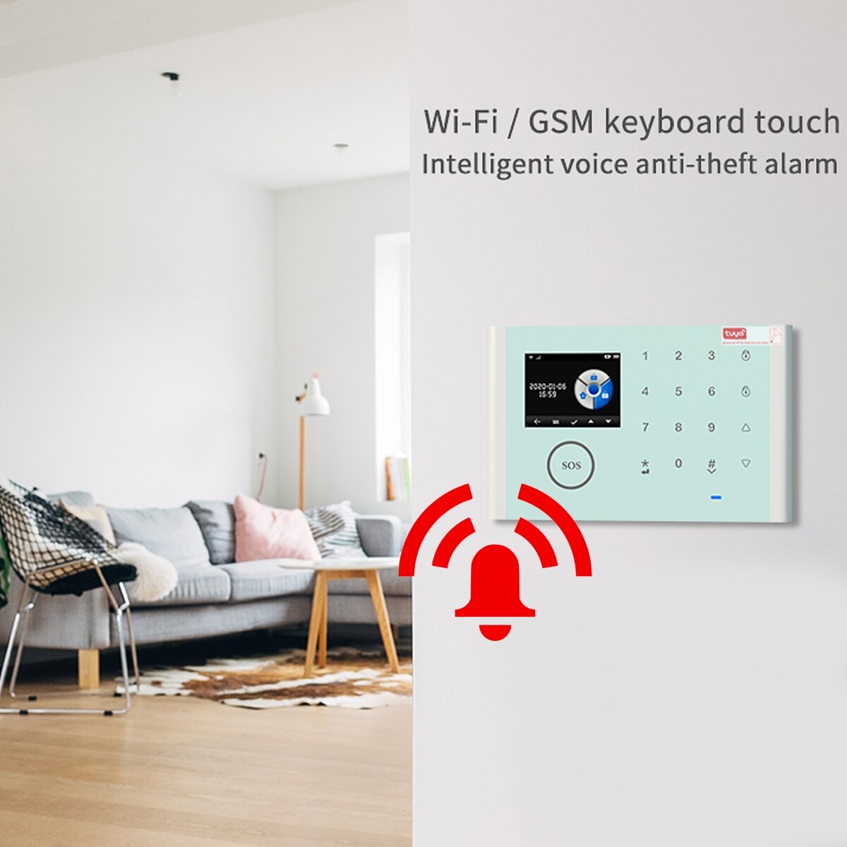 WIFI GSM Wireless Smart Solar Alarm System Door Home Security SIM Card EN RU ES PL DE Switchable Remote Control